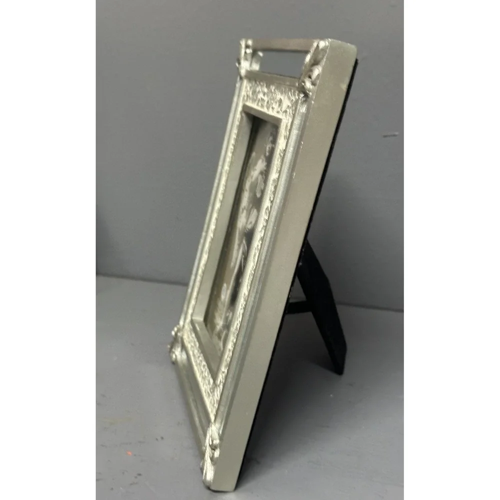 Burnes of Boston 4x6 Silver Mirrored Mosaic Picture Frame Ornate Decorative